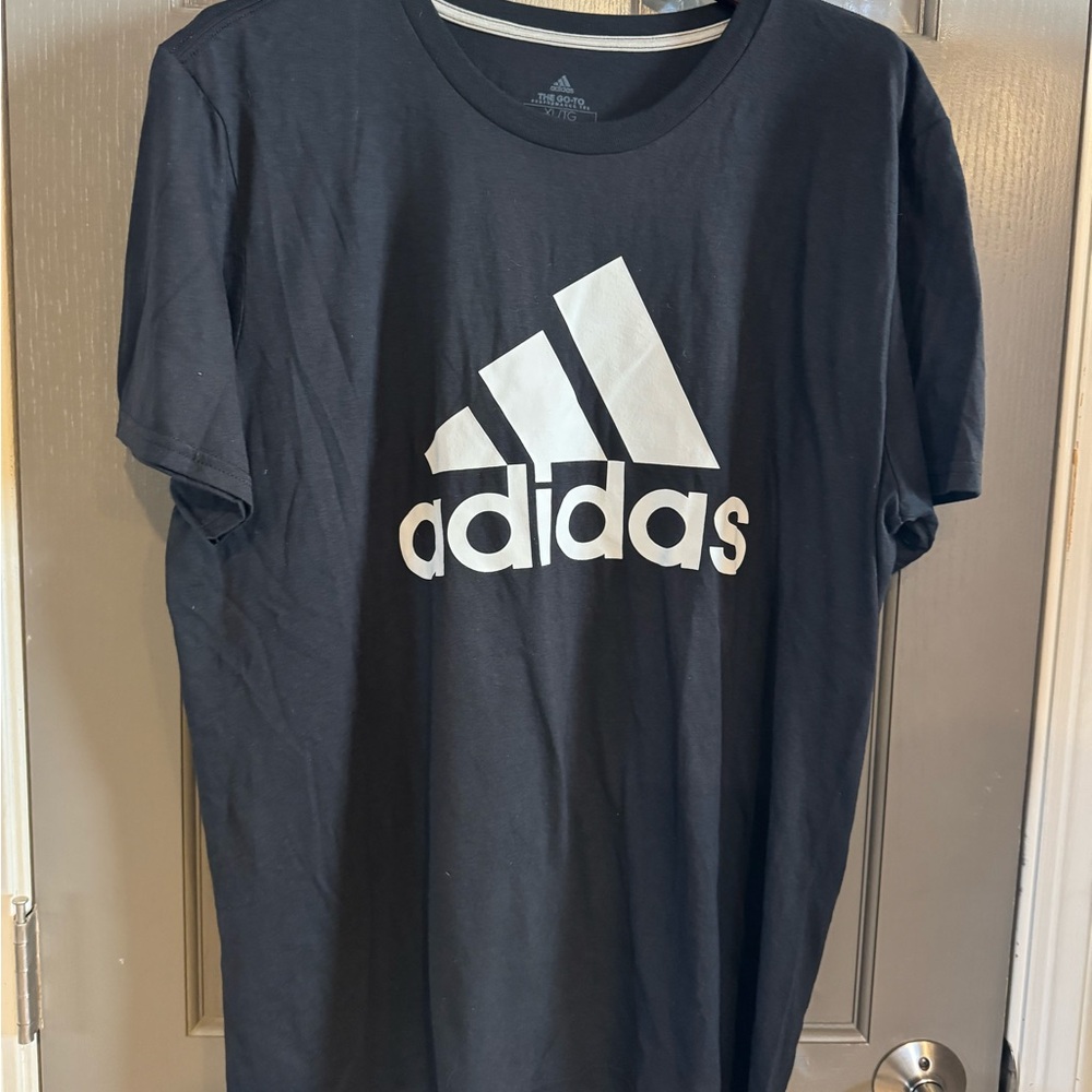 Adidas Men's Black Tee with White Logo